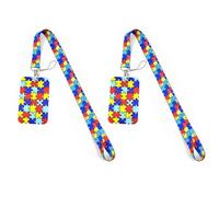 2 Juegos de Porta Credencial Retráctil con Cordón, Extensible Portatarjetas ID Card, Porta Credencial RetráCtil y Cordón de Cuello, para Tarjetas de Identificación, Oficina, Escuela