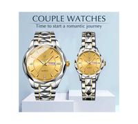 (2 juegos de relojes slv gold gold)Nuevos juegos de relojes para él y para ella, de acero inoxidable