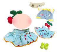 2 Juegos de Ropa para muñecas de 17 cm: 1 Falda, 1 Horquilla de Cereza, 1 suéter de una Pieza, 1 par de Zapatos y 1 Babero. Bonita Ropa veraniega(Azul)