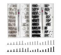 2 Juegos de Tornillos Pequeños, Kit de Reparación de Gafas, Piezas de Acero Inoxidable Para Relojes, Ordenadores, Etc. (Negro, Plateado)