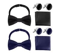 2 Juegos De Trajes De Pajarita, Gemelos Cuadrados De Bolsillo Con Pajarita, Traje De Moda Clásico Para Hombre, Traje De Pajarita De Color Sólido Simple, Accesorios De Ropa De Fiesta