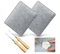 2 juegos Kit Completo de Base para Fieltro en Seco con Agujas y Soporte Incluidos, Almohadilla Profesional para Trabajar Lana, Tapete de Fieltrado de 3 Capas para Principiantes