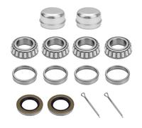 2 Juegos Kit de Cojinetes de Cubo de Eje, Cojinetes L44643/L44610 Apto para Diámetro Interior de 2,5cm Diámetro Exterior de 5cm con Sellos de Grasa, Cubiertas Antipolvo y Pasadores de Chaveta