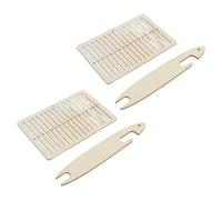 2 Juegos Mini Telar de Madera, Pulseras y Asas Beige | Tejido Suave, Ayuda de Aprendizaje, Agujas y Lanzaderas Incluidas, para Correas y Manualidades