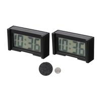 2 Juegos Reloj Electrónico para Coche, Dígitos Grandes Negros | Plástico Ligero, Lectura Rápida y Visible, Uso en Ventilación del Vehículo, Hogar, Oficina y Mesas