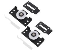 2 Juegos Ruedas Deslizantes, Kit Inferior Negro 12-18 MM | Metal y Nailon, Sistema Bypass de Montaje Inferior, para Puertas de Armario y Muebles Correderos