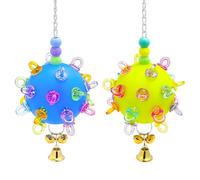 2 Juguetes Colgantes Coloridos para Masticar pájaros, Bolas de acrílico para forrajeo, Juguetes para Loros pequeños y medianos, periquitos, cacatúas, agapornis, periquitos y Conures.(Blue and Yellow)