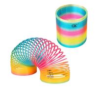 2 juguetes de plumas de arco iris, anillos de resorte grandes multicolores, juguete mágico clásico, rompecabezas novedoso, gran regalo para niños y niñas, juguete divertido y atractivo, Pascua