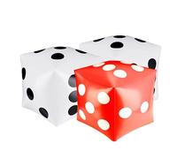 2 juguetes inflables gigantes blancos y 1 rojo, dados grandes para niños, dados inflables falsos para juegos de fiesta, favores de fiesta en la piscina, juegos de mesa para interior y exterior, 30 cm