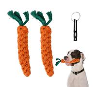 2 juguetes para mascotas de zanahoria, 1 silbato para perros, juguete para masticar perros, juguete de limpieza dental, cuerda de algodón trenzado, adecuado para interactuar y lanzar con su perro