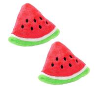 2 juguetes rojos para mascotas masticables, chirriantes, de algodón, triángulo, bola triangular, juguetes de sonido de sandía, cachorros pequeños, útiles y llamativos, juguetes chirriantes para perros