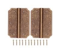 2 Juntas de muebles retro de latón antiguo, bisagra para gabinete con exquisita talla, bisagra decorativa de doble pasador para caja de joyería, caja de regalo o caja de