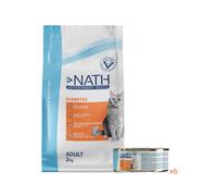 2 kg + 6 latas x 200 g Pack Nath Diabetes - pienso y comida húmeda para gato