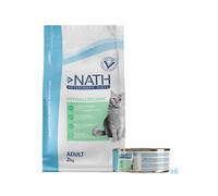 2 kg + 6 latas x 200 g Pack Nath Hypoallergenic - pienso y comida húmeda para gato
