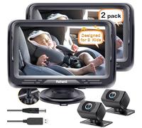 2-Kids - Cámara de coche para bebé para 2 coches: paquete de 2 cámaras HD 1080P para bebé con enchufe USB, visión nocturna clara, fácil de instalar, gran angular para 2 asientos traseros