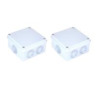 2 kits de caja de derivación de pared hermética IP55, 100 x 100 x 50 mm, con salidas pasacables y tapa a presión, 2 kits de caja eléctrica para juntas y conexiones