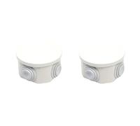 2 kits de caja de derivación de pared hermética IP55, redonda D80 x 40 mm, con salidas pasacables y tapa a presión, 2 kits de caja eléctrica para juntas y conexiones