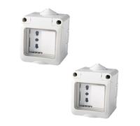 2 kits de caja eléctrica IP55 con puerta, 2 módulos toma bipaso 10/16 A + interruptor, kit caja eléctrica lista, montaje de pared exterior