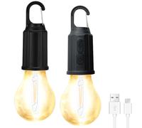 2 lámparas de camping recargable: linterna de camping bombilla recargable usb, brillo ajustable de 3 modos, portátil led recargable para camping, senderismo, jardín, luz de emergencia