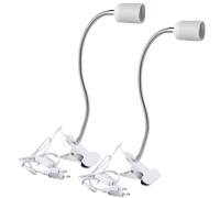 2 lámparas de sujeción E27, portalámparas, cuello de cisne ajustable de 360°, E27, cable largo con interruptor y enchufe, portalámparas para plantas en crecimiento, lámpara de mesa (sin bombilla)