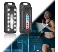 2 lámparas LED con clip, 5 modos de luz, linterna frontal con clip, resistente al agua, linterna frontal con clip, recargable, pequeña lámpara de clip, luz LED para correr, pesca, camping (negro)