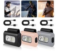 2 lámparas LED con clip LED, fuerte imán con 6 modos de luz, recargable por USB, resistente al agua, clip nocturno, accesorios para correr, camping, senderismo (3 unidades)