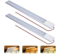 2 lámparas LED de 12 V 10 W, 168 LED, con interruptor, 42 cm, 6000 K, barra de iluminación interior de coche, 3 colores de luz, para coche, caravana, camión, cocina, barco, baño