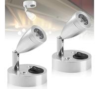 2 lámparas LED de lectura de 12 V, luz blanca cálida, 3000 K, 3 W, iluminación interior de autocaravana, con interruptor ajustable, lámpara LED para autocaravana, caravana, barco