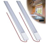 2 lámparas LED para autocaravana, 12 V, iluminación LED para autocaravana, techo de coche, barra de luz con interruptor de almacenamiento, regulable, para caravana, coche y barco