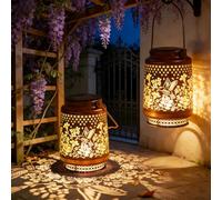 2 lámparas solares colgantes para exteriores, lámparas solares de colibrí para exteriores, farolillos solares para exteriores, IP55, luz blanca cálida, para jardín, terraza, césped, balcón, para