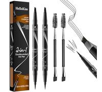 2 lápices de cejas resistentes al agua, 2 en 1, lápiz de cejas microblading de doble extremo, lápiz de cejas 3D con 4 puntas de tenedor, puede crear fácilmente un color natural de cejas (gris)