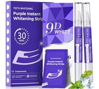 2 Lapiz Blanqueador Dental y 14 Tiras Blanqueadoras Dientes Moradas,Kit Blanqueador Dental Profesional con Tecnología Púrpura Correctora de Color,Whitening Strips Anti-Deslizantes