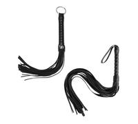 2 Látigos Negros para Montar, Accesorios De Entrenamiento para Montar, Látigo para Montar con Borlas De Cuero, Material Didáctico para Montar, Accesorios Multifuncionales
