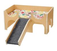 2-Layer Pet Animal Hideouts Habitat, Gerbil House - Wood Mice Habitat with Climbing Ladder, for Exercise Activity Hedgehog Guinea Bunny Pet (A)