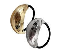 2 lazos de metal minimalistas para el pelo, lazos elásticos geométricos de metal dorado plateado, soportes para coletas de caballo, cuerda portátil para el hogar y la vida diaria