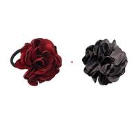 2 lazos elásticos para el pelo con flores grandes, coloridas, para coleta, coleta, anillos para la cabeza con diseño floral, soportes para coletas