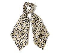 2 lazos para el pelo de satén, con cola larga para mujer, elásticos, lazos para el pelo, elegantes lazos para el pelo, anillos para coletas, satén con estampado de leopardo, beige