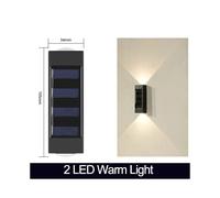 (2 LED con luz cálida) Luces solares LED, aplique de pared, impermeable, para exterior, de superficie