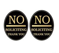 2 letreros acrílicos con texto en inglés "No Soliciting" para disuadir a los visitantes no deseados con