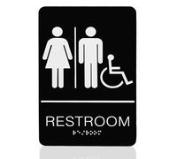 2 letreros acrílicos de baño accesibles en braille, 23 x 14 cm, autoadhesivos, con impresión clara, decoración de baño para restaurantes, hoteles y oficinas