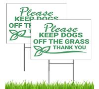 2 letreros con estaca con texto en inglés "Please Keep Off Grass", 8 x 12 pulgadas, Coroplast No Pooping Dog Signs para patio, letrero Stay Off Grasse, letrero con texto en inglés "Keep Dogs Off Lawn