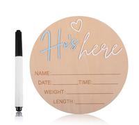 2 letreros de anuncio de bebé - Cartel de anuncio de nacimiento de madera con corazón 3D, placa redonda de 5.9 pulgadas para fotos de recién nacidos, hospital, decoración de guardería y revelación de