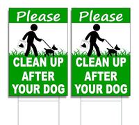 2 letreros de "Clean Up After Your Dog" de doble cara de 8 x 12 pulgadas, letreros de plástico para patio, letrero de "Curb Your Dog", letrero de "Pick Up After Your Dog", letreros de no caca de perro