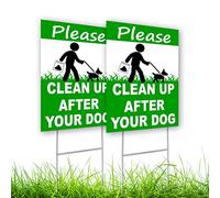 2 letreros de "Clean Up After Your Dog" de doble cara de 8 x 12 pulgadas, letreros de plástico para patio, letrero de "Curb Your Dog", letrero de "Pick Up After Your Dog", letreros de no caca de perro