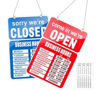 2 letreros de horario de tienda para negocios, letreros de horario comercial, letrero intercambiable con letras y números a juego para puertas de cristal, restaurantes, bares, barbería (rojo y azul)