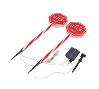 2 Letreros de Santa Stop Here con Luz LED, Poste de Jardín Solar, Luz de Jardín, Letrero Navideño, Decoración Navideña Divertida para Patio, Césped, Decoración Festiva