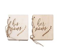 2 libros de votos de madera, regalos para él y para ella, folletos de juramento de boda para accesorios de decoración(3)