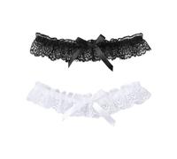 2 ligas de encaje para mujer, ligueros de novia, ligueros de encaje, anillos de muslo, adecuadas para mascaradas, cosplay, bodas (blanco y negro)