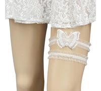 2 Ligas de Novia de Encaje, Liga de Novia Mariposa Blanca con Perlas, Elástica Liga Nupcial para Accesorios de Novia, Fiestas de Despedida de Soltera & Bodas, regalo de san valentín para mujer