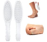 2 limas de pie de acero inoxidable de doble cara para pies, raspador profesional de pies para pedicura, raspador de pies de metal para eliminar la piel muerta del pie, 8.3 x 1.9 pulgadas